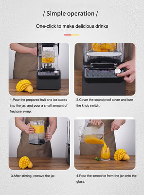 Un mélangeur commercial à moteur de 1800W, contenant 72 oz, idéal pour les boissons glacées et les smoothies.