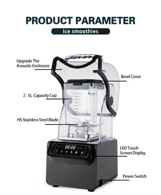 Boissons glacées de plastique de 1800W Blender de smoothie pour restaurant 65db
